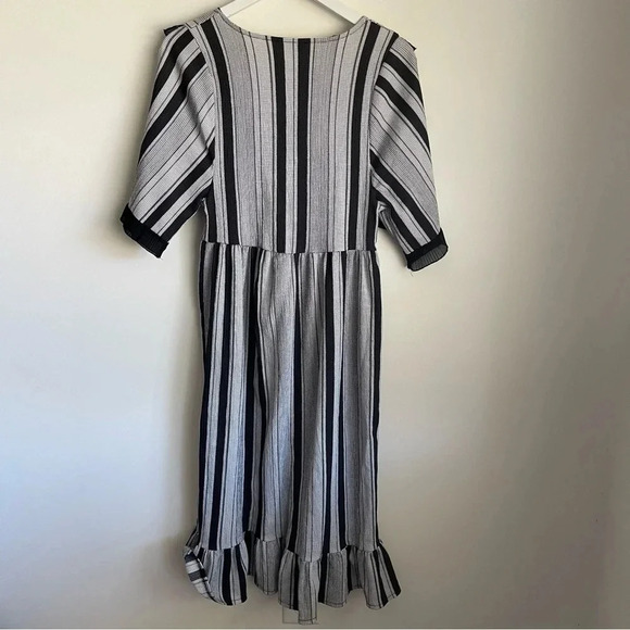 Zara striped ruffle midi short sleeve dress size small - Picture 8 of 9